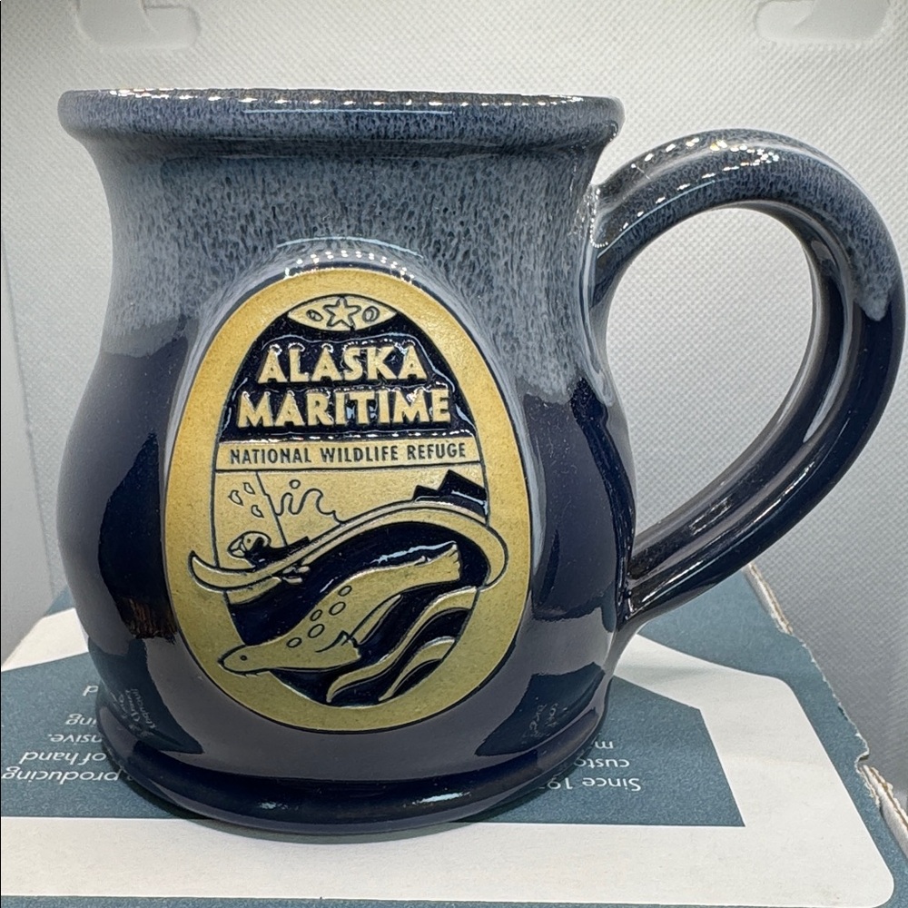 Deneen Pottery: Alaska Maritime Navy Blue Ceramic Mug - Picture 4 of 9